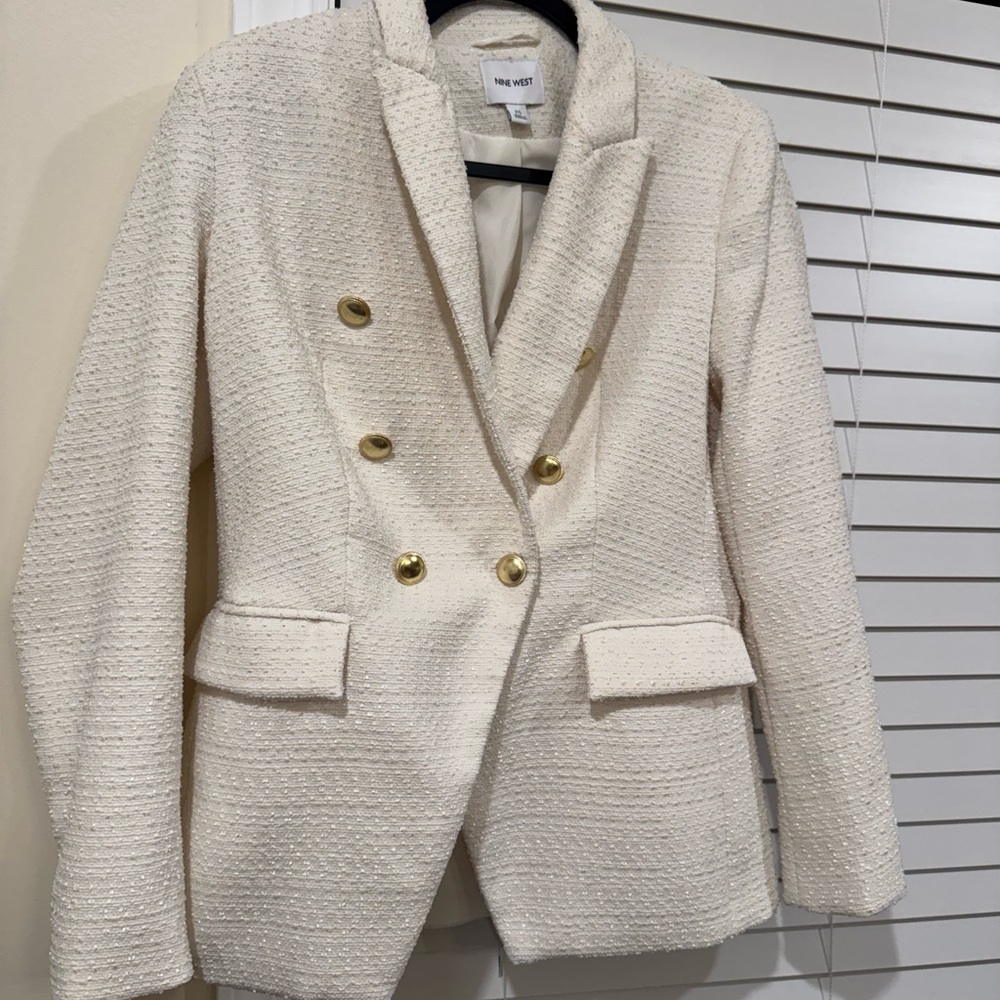 Nine West Cream Blazer with Gold Buttons